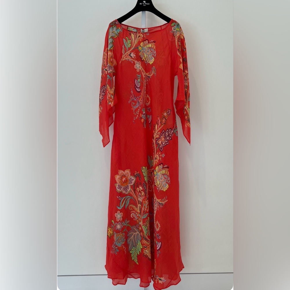 ETRO FLORAL RAMIE KAFTAN MAXI DRESS SIZE US 12 / IT 46 NWTS!